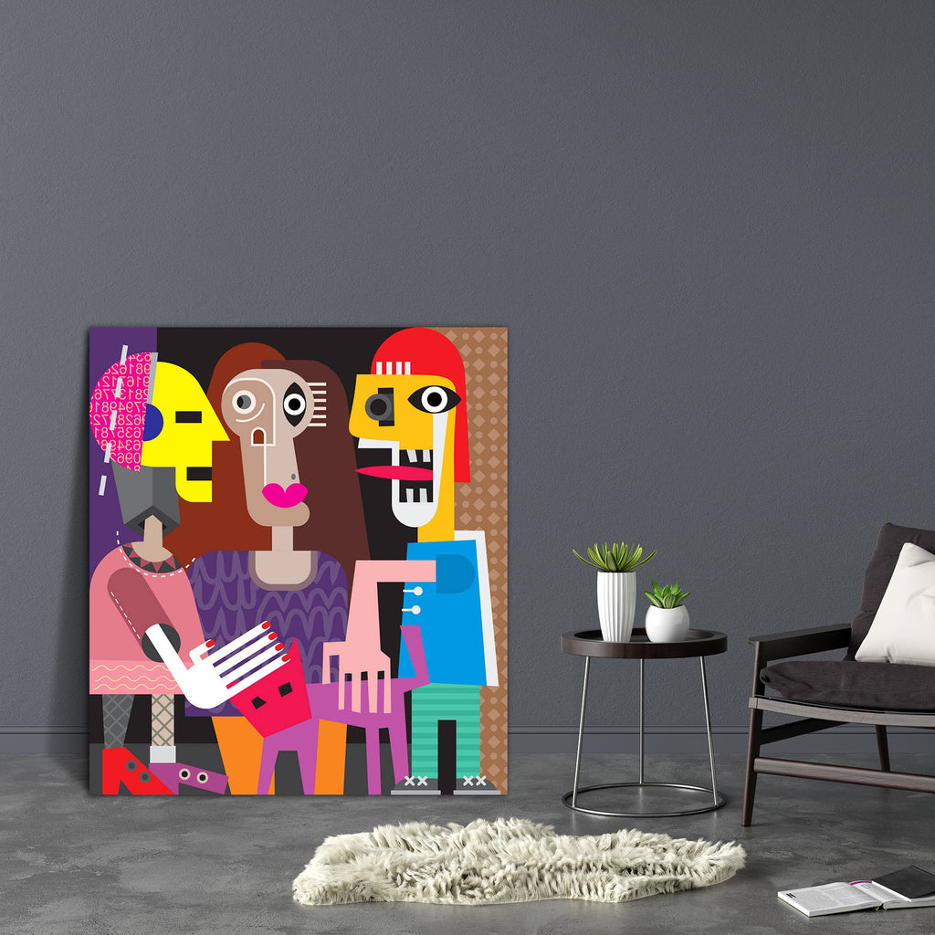 Two Women, A Man & A Cat Canvas Painting Synthetic Frame-Paintings MDF Framing-AFF_FR-IC 5004090 IC 5004090, Abstract Expressionism, Abstracts, Art and Paintings, Fine Art Reprint, Illustrations, Individuals, Modern Art, Old Masters, Paintings, People, Portraits, Semi Abstract, two, women, a, man, cat, canvas, painting, synthetic, frame, contemporary, art, abstract, aggressive, artist, artwork, company, couple, emotion, eruption, eye, face, female, fine, hand, head, illustration, male, meet, meeting, modern