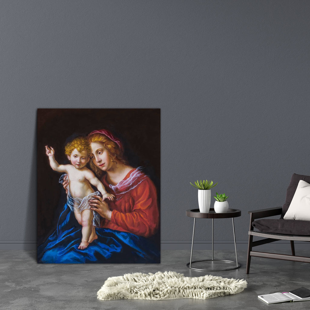 Young Woman & Her Child Canvas Painting Synthetic Frame-Paintings MDF Framing-AFF_FR-IC 5004091 IC 5004091, Art and Paintings, Hobbies, Paintings, People, young, woman, her, child, canvas, painting, synthetic, frame, art, artist, brush, color, colors, easel, hobby, indoors, man, oil, paint, painter, palette, talent, under, artzfolio, wall decor for living room, wall frames for living room, frames for living room, wall art, canvas painting, wall frame, scenery, panting, paintings for living room, framed wall