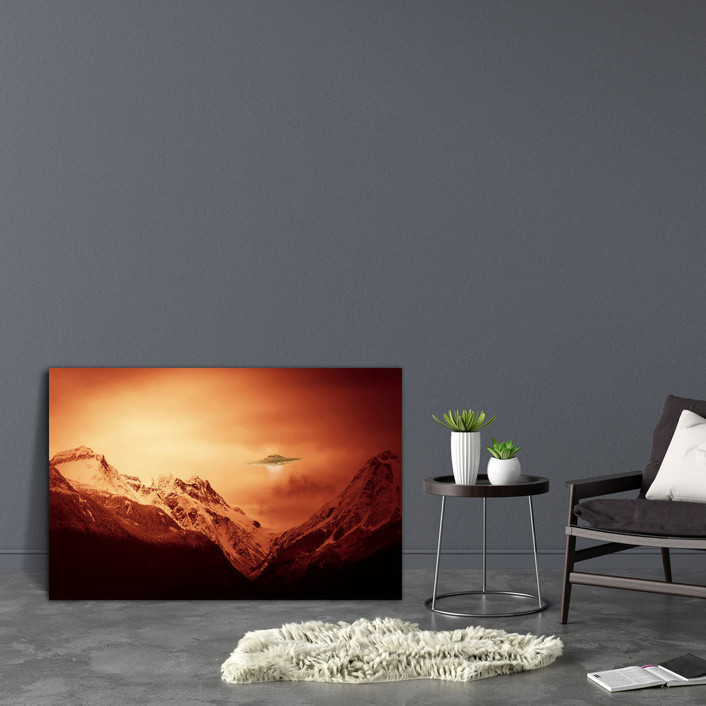 UFO Hovering Canvas Painting Synthetic Frame-Paintings MDF Framing-AFF_FR-IC 5004093 IC 5004093, Fantasy, Mountains, ufo, hovering, canvas, painting, synthetic, frame, alien, aliens, bizarre, flying, saucer, odd, peaks, red, snow, space, ship, strange, unusual, artzfolio, wall decor for living room, wall frames for living room, frames for living room, wall art, canvas painting, wall frame, scenery, panting, paintings for living room, framed wall art, wall painting, scenery painting, framed wall painting, sc