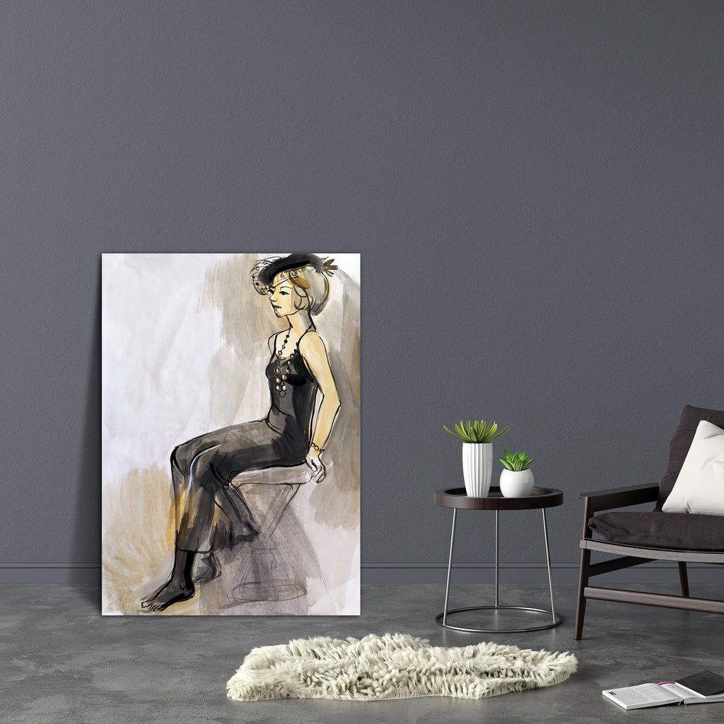 Female Figure D2 Canvas Painting Synthetic Frame-Paintings MDF Framing-AFF_FR-IC 5004097 IC 5004097, Adult, Art and Paintings, Black, Black and White, Digital, Digital Art, Drawing, Fashion, Gouache, Graphic, Hand Drawn, Illustrations, Individuals, Modern Art, Portraits, Signs, Signs and Symbols, Sketches, female, figure, d2, canvas, painting, synthetic, frame, action, active, art, artist, attractive, beautiful, beauty, clothes, clothing, creativity, design, dress, elegant, fashionable, feminine, girl, glam