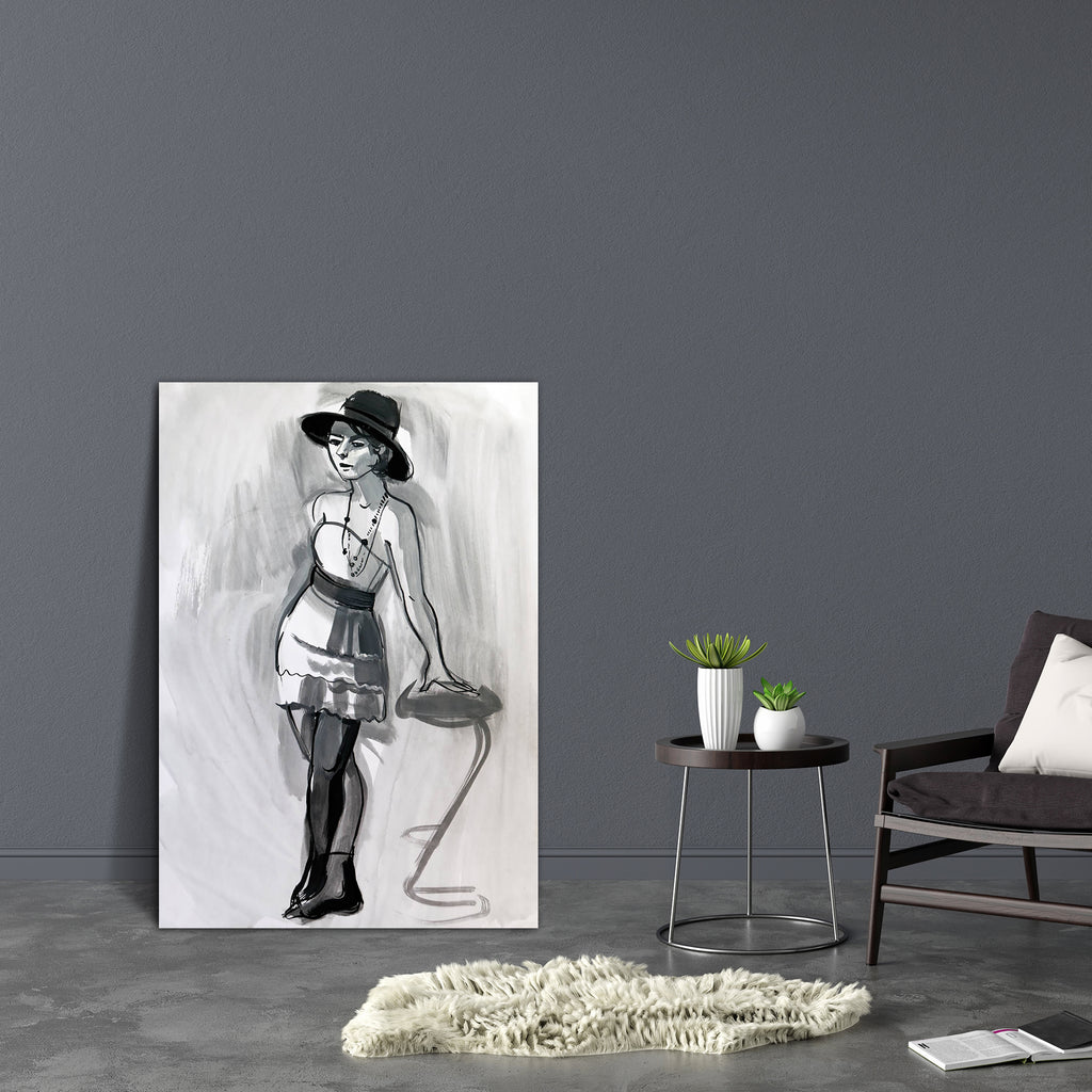 Female Figure D6 Canvas Painting Synthetic Frame-Paintings MDF Framing-AFF_FR-IC 5004103 IC 5004103, Adult, Art and Paintings, Black, Black and White, Digital, Digital Art, Drawing, Fashion, Gouache, Graphic, Hand Drawn, Illustrations, Individuals, Modern Art, Portraits, Signs, Signs and Symbols, Sketches, female, figure, d6, canvas, painting, synthetic, frame, action, active, art, artist, attractive, beautiful, beauty, clothes, clothing, creativity, design, dress, elegant, fashionable, feminine, girl, glam