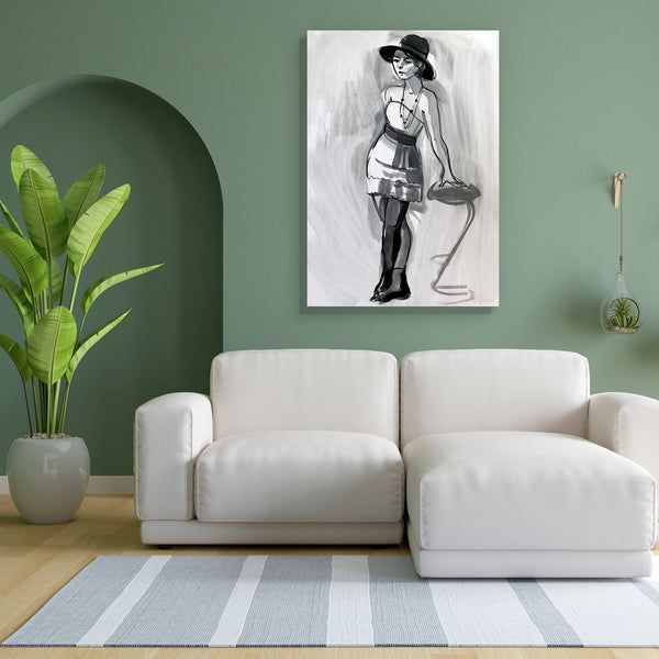 Female Figure D6 Canvas Painting Synthetic Frame-Paintings MDF Framing-AFF_FR-IC 5004103 IC 5004103, Adult, Art and Paintings, Black, Black and White, Digital, Digital Art, Drawing, Fashion, Gouache, Graphic, Hand Drawn, Illustrations, Individuals, Modern Art, Portraits, Signs, Signs and Symbols, Sketches, female, figure, d6, canvas, painting, for, bedroom, living, room, engineered, wood, frame, action, active, art, artist, attractive, beautiful, beauty, clothes, clothing, creativity, design, dress, elegant