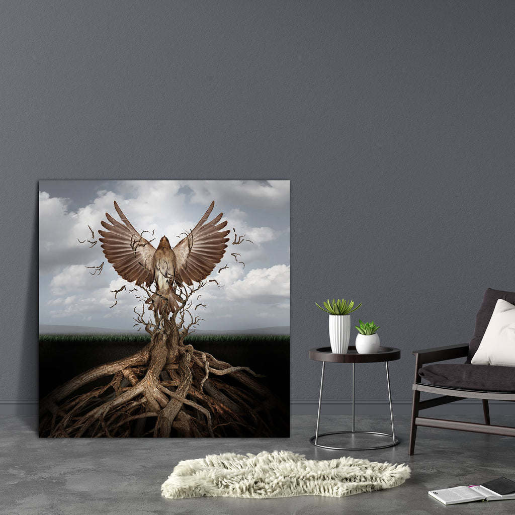 Concept Of Freedom & Power Canvas Painting Synthetic Frame-Paintings MDF Framing-AFF_FR-IC 5004113 IC 5004113, Abstract Expressionism, Abstracts, Birds, Conceptual, Fantasy, Icons, Science Fiction, Semi Abstract, Signs and Symbols, Spiritual, Surrealism, Symbols, concept, of, freedom, power, canvas, painting, synthetic, frame, phoenix, tree, life, bird, surreal, roots, reborn, root, with, rebirth, journey, hope, emerge, abstract, begin, beginning, belief, birth, change, democracy, feather, fiction, flying, 