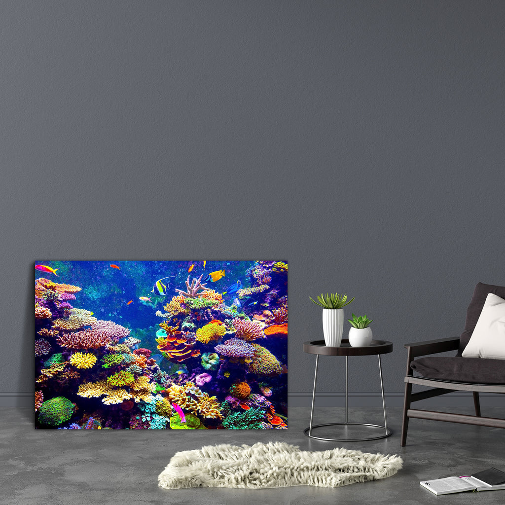Coral Reef & Tropical Fish Canvas Painting Synthetic Frame-Paintings MDF Framing-AFF_FR-IC 5004133 IC 5004133, Animals, Automobiles, Eygptian, Hawaiian, Landscapes, Nature, Places, Scenic, Transportation, Travel, Tropical, Vehicles, Wildlife, coral, reef, fish, canvas, painting, synthetic, frame, aquarium, sea, colorful, underwater, corals, israel, fiji, tourism, sunlight, saltwater, diving, animal, aquatic, bahamas, blue, bubbles, caribbean, colony, dive, diver, dream, egypt, exotic, exploration, explore, 