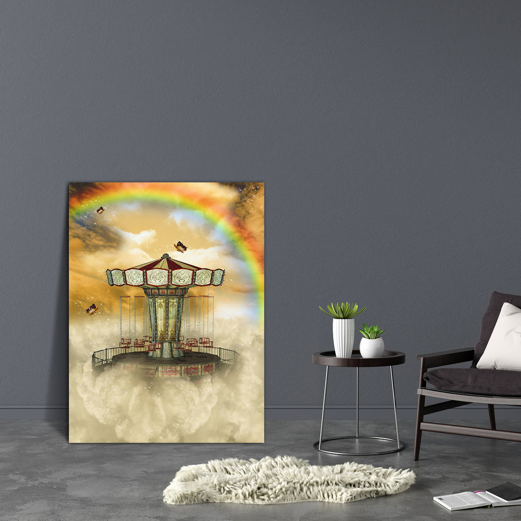 Carousel In The Sky With Rainbow & Butterfly Canvas Painting Synthetic Frame-Paintings MDF Framing-AFF_FR-IC 5004158 IC 5004158, Art and Paintings, Baby, Birds, Children, Digital, Digital Art, Fantasy, Graphic, Kids, Landscapes, Nature, Scenic, Stars, carousel, in, the, sky, with, rainbow, butterfly, canvas, painting, synthetic, frame, amazing, art, backdrops, background, beautiful, chairs, cloud, clouds, dream, dreams, dreamy, exploration, fae, fairy, fairytale, flying, horse, landscape, lighting, magic, m