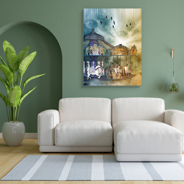Carousel In The Sky Canvas Painting Synthetic Frame-Paintings MDF Framing-AFF_FR-IC 5004159 IC 5004159, Art and Paintings, Baby, Birds, Children, Digital, Digital Art, Fantasy, Graphic, Kids, Landscapes, Nature, Scenic, Stars, carousel, in, the, sky, canvas, painting, for, bedroom, living, room, engineered, wood, frame, amazing, art, backdrops, background, beautiful, branch, cloud, clouds, dream, dreams, dreamy, exploration, fae, fairy, fairytale, field, horse, landscape, lighting, magic, manipulation, mist
