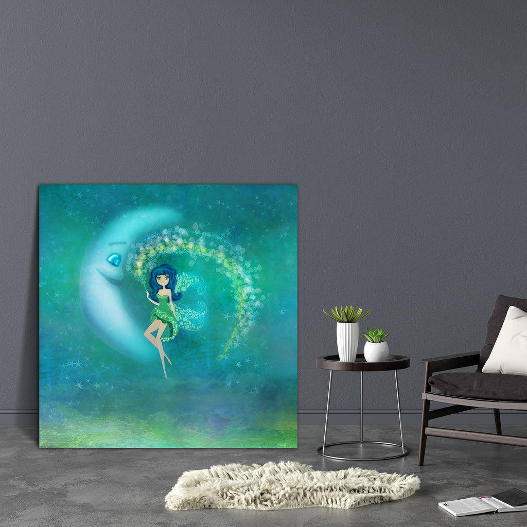 Fairy Sitting On The Moon Canvas Painting Synthetic Frame-Paintings MDF Framing-AFF_FR-IC 5004239 IC 5004239, Art and Paintings, Christianity, Fantasy, Fashion, Illustrations, Nature, Scenic, Seasons, Signs, Signs and Symbols, Space, Stars, Surrealism, fairy, sitting, on, the, moon, canvas, painting, synthetic, frame, art, background, beautiful, beauty, blue, butterfly, christmas, clouds, cute, decoration, design, dream, dress, elegance, evening, face, tale, female, futuristic, girl, glamorous, hand, illust