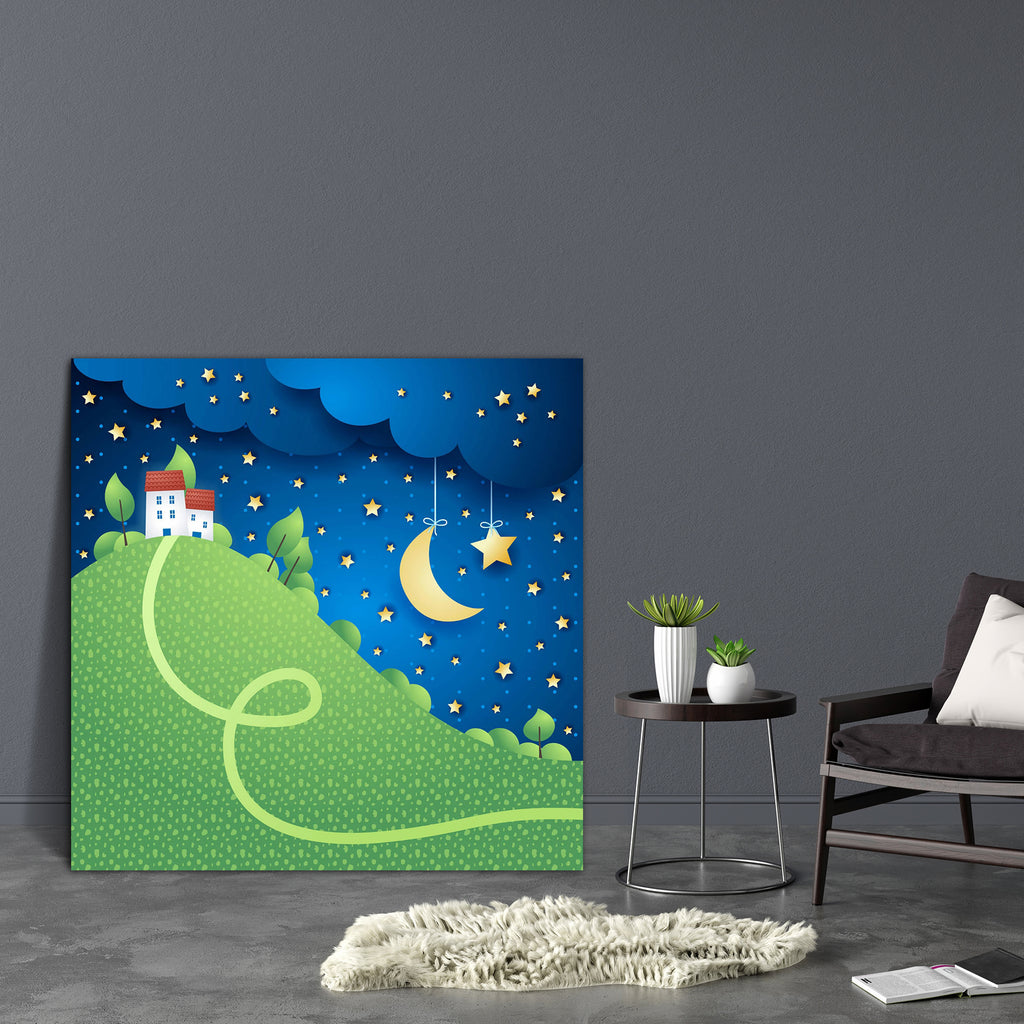 Surreal Landscape With Hill Canvas Painting Synthetic Frame-Paintings MDF Framing-AFF_FR-IC 5004253 IC 5004253, Animated Cartoons, Caricature, Cartoons, Countries, God Ram, Hinduism, Illustrations, Landscapes, Mountains, Nature, Panorama, Rural, Scenic, Surrealism, surreal, landscape, with, hill, canvas, painting, synthetic, frame, background, bush, cartoon, cloud, cloudscape, country, countryside, dark, field, grass, home, house, illustration, meadow, moon, night, nocturnal, outdoor, plant, road, scene, sk