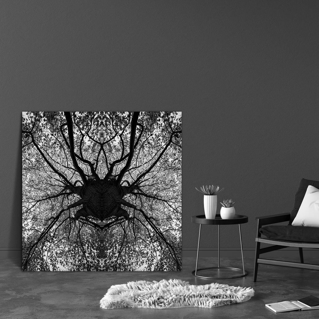 Tree Mandala Canvas Painting Synthetic Frame-Paintings MDF Framing-AFF_FR-IC 5004269 IC 5004269, Abstract Expressionism, Abstracts, Art and Paintings, Black, Black and White, Mandala, Nature, Patterns, Perspective, Scenic, Seasons, Semi Abstract, White, Wooden, tree, canvas, painting, synthetic, frame, above, abstract, art, autumn, background, and, branch, crown, dark, depression, depressive, exposure, fall, fear, forest, growing, growth, high, leaves, life, light, line, manipulation, mirror, natural, outdo
