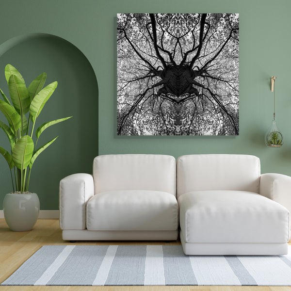 Tree Mandala Canvas Painting Synthetic Frame-Paintings MDF Framing-AFF_FR-IC 5004269 IC 5004269, Abstract Expressionism, Abstracts, Art and Paintings, Black, Black and White, Mandala, Nature, Patterns, Perspective, Scenic, Seasons, Semi Abstract, White, Wooden, tree, canvas, painting, for, bedroom, living, room, engineered, wood, frame, above, abstract, art, autumn, background, and, branch, crown, dark, depression, depressive, exposure, fall, fear, forest, growing, growth, high, leaves, life, light, line, m