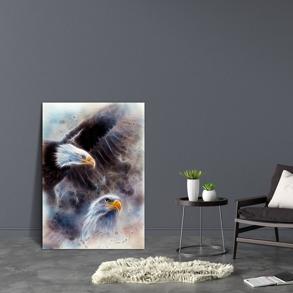 Airbrush Artwork Of Two Eagles Canvas Painting Synthetic Frame - Paintings MDF Framing - ArtzFolio.com
