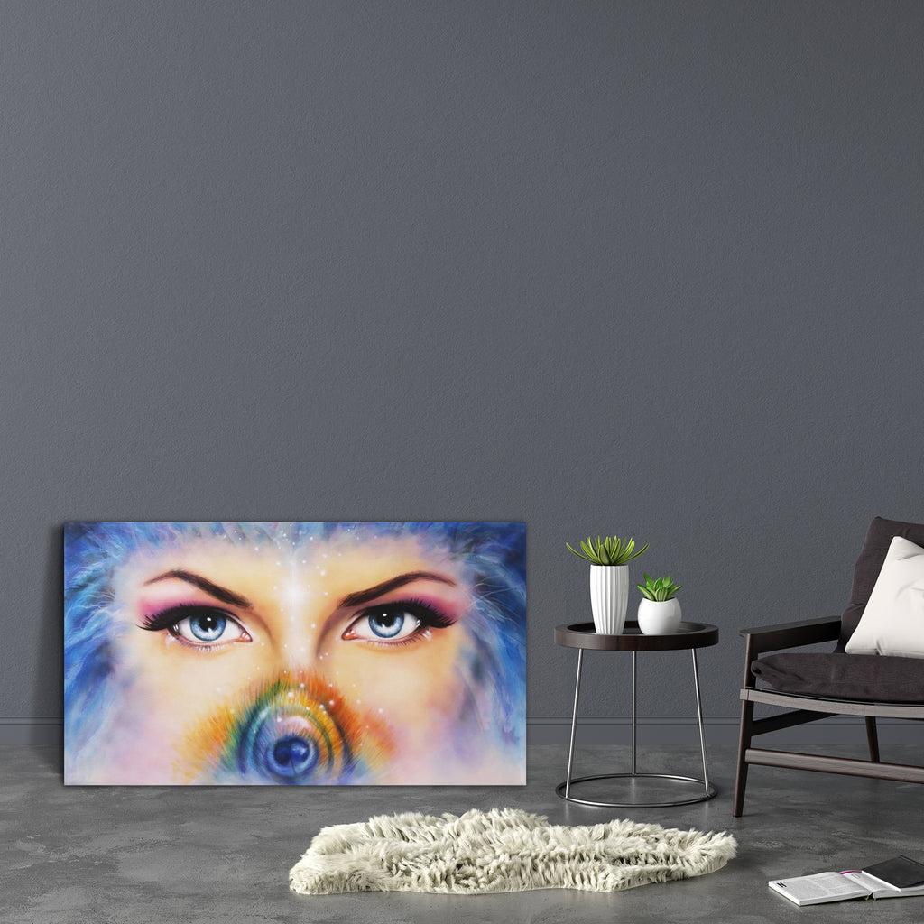 Blue Eyes Women With Colored Peacock Feather Canvas Painting Synthetic Frame-Paintings MDF Framing-AFF_FR-IC 5004280 IC 5004280, Art and Paintings, Illustrations, Paintings, Religion, Religious, Spiritual, blue, eyes, women, with, colored, peacock, feather, canvas, painting, synthetic, frame, appealing, art, artist, artwork, attractive, beautiful, beauty, color, colorful, cosmetic, delightful, enchantress, expression, eyebrows, close, up, face, fairy, female, feminine, gaze, goddess, harmony, healing, illus