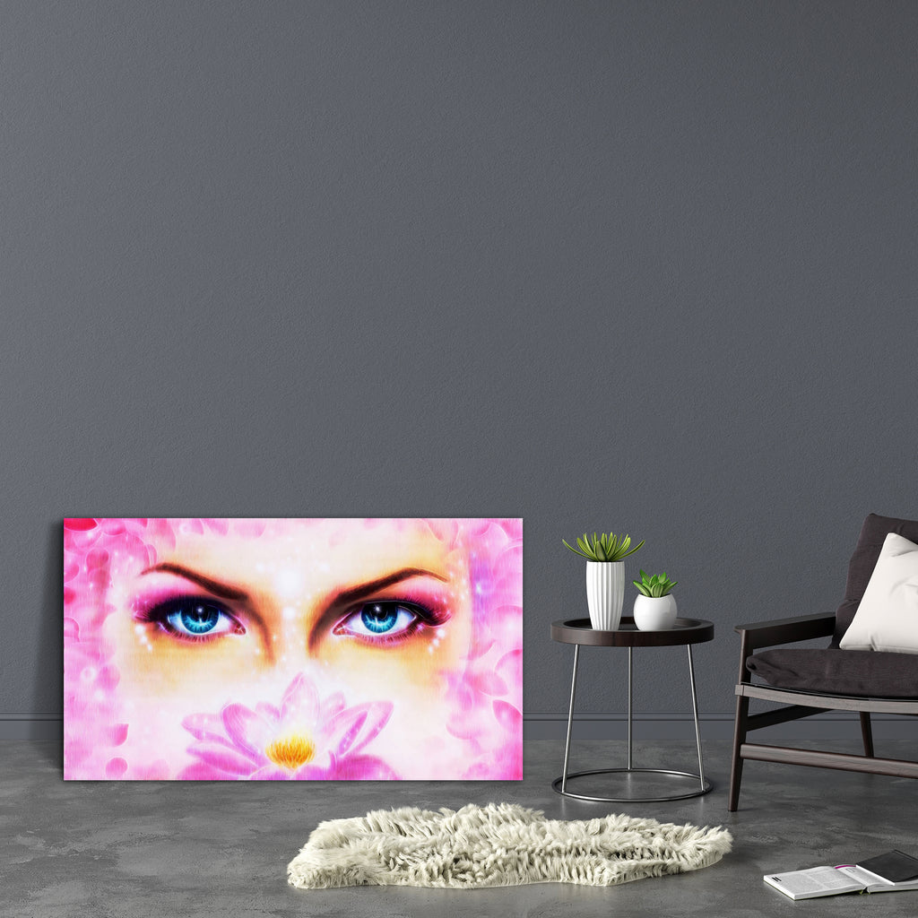 Blue Eyes Women With Lotus Flower Canvas Painting Synthetic Frame-Paintings MDF Framing-AFF_FR-IC 5004282 IC 5004282, Art and Paintings, Botanical, Floral, Flowers, Illustrations, Nature, Paintings, Religion, Religious, Spiritual, blue, eyes, women, with, lotus, flower, canvas, painting, synthetic, frame, appealing, art, artist, artwork, attractive, beautiful, beauty, color, colorful, cosmetic, delightful, enchanting, enchantress, expression, eyebrows, close, up, face, fairy, female, feminine, gaze, goddess