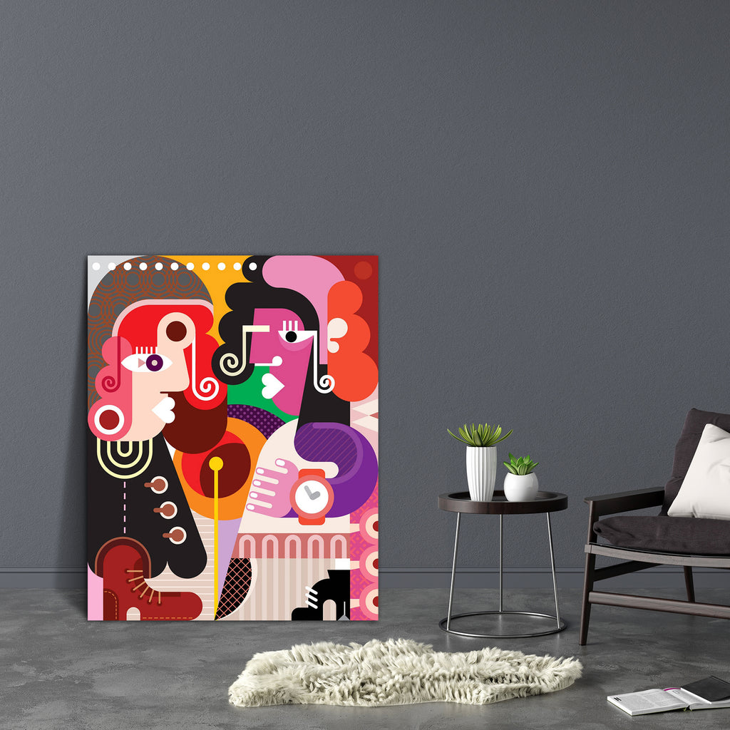 Two Modern Women Canvas Painting Synthetic Frame-Paintings MDF Framing-AFF_FR-IC 5004286 IC 5004286, Abstract Expressionism, Abstracts, Art and Paintings, Fine Art Reprint, Illustrations, Individuals, Love, Modern Art, Old Masters, Portraits, Romance, Semi Abstract, two, modern, women, canvas, painting, synthetic, frame, abstract, art, coat, colorful, couple, dress, face, female, fine, fishnet, stocking, girl, girlfriend, hair, hand, leg, lover, man, meeting, picasso, portrait, relation, shoe, stand, up, wa