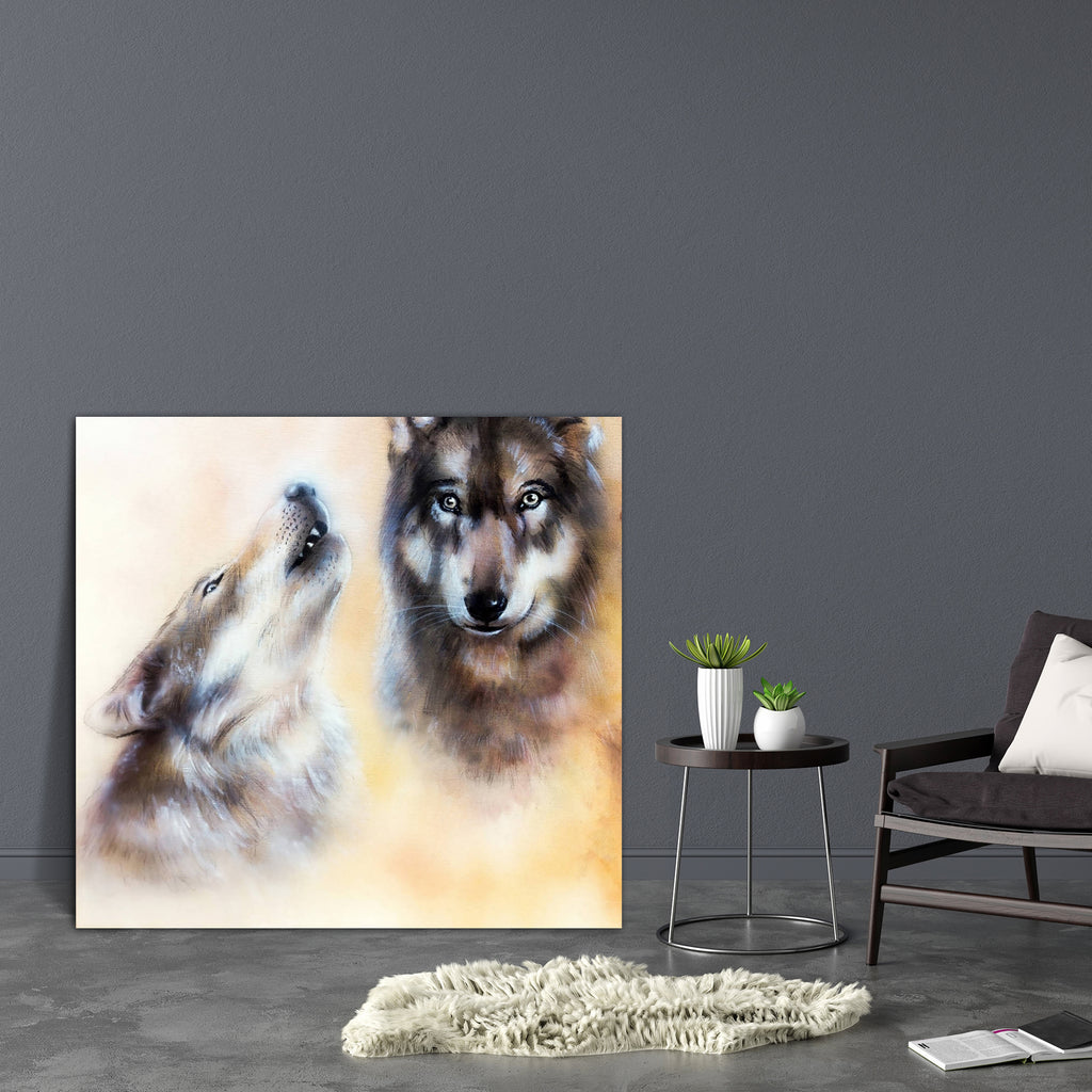 Pair Of Wolves Canvas Painting Synthetic Frame-Paintings MDF Framing-AFF_FR-IC 5004298 IC 5004298, Ancient, Art and Paintings, Hand Drawn, Historical, Illustrations, Landscapes, Love, Marble and Stone, Medieval, Mountains, Nature, Paintings, Romance, Scenic, Vintage, Watercolour, pair, of, wolves, canvas, painting, synthetic, frame, wolf, blue, brown, chilling, dark, earthy, female, gray, green, grey, hand, drawn, painted, hill, howl, howling, illustration, ink, isolated, landscape, line, lover, male, mate,