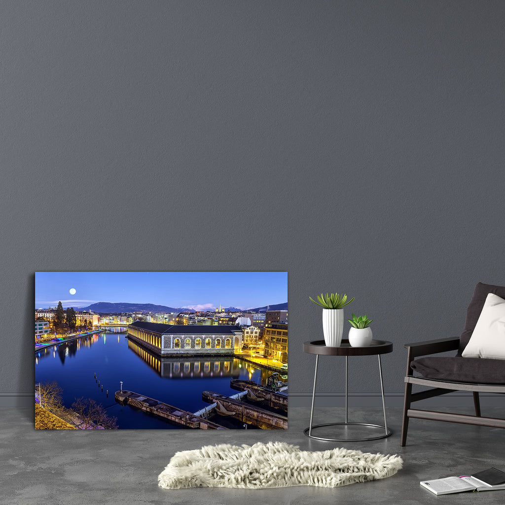 Cathedral Tower & Rhone River, Geneva, Switzerland Canvas Painting Synthetic Frame-Paintings MDF Framing-AFF_FR-IC 5004299 IC 5004299, Architecture, Art and Paintings, Automobiles, Cities, City Views, Landmarks, Landscapes, Places, Scenic, Transportation, Travel, Urban, Vehicles, cathedral, tower, rhone, river, geneva, switzerland, canvas, painting, synthetic, frame, arts, blue, bridge, building, city, dam, electric, electricity, famous, flow, forces, full, green, hall, hdr, illuminated, lake, landmark, lan