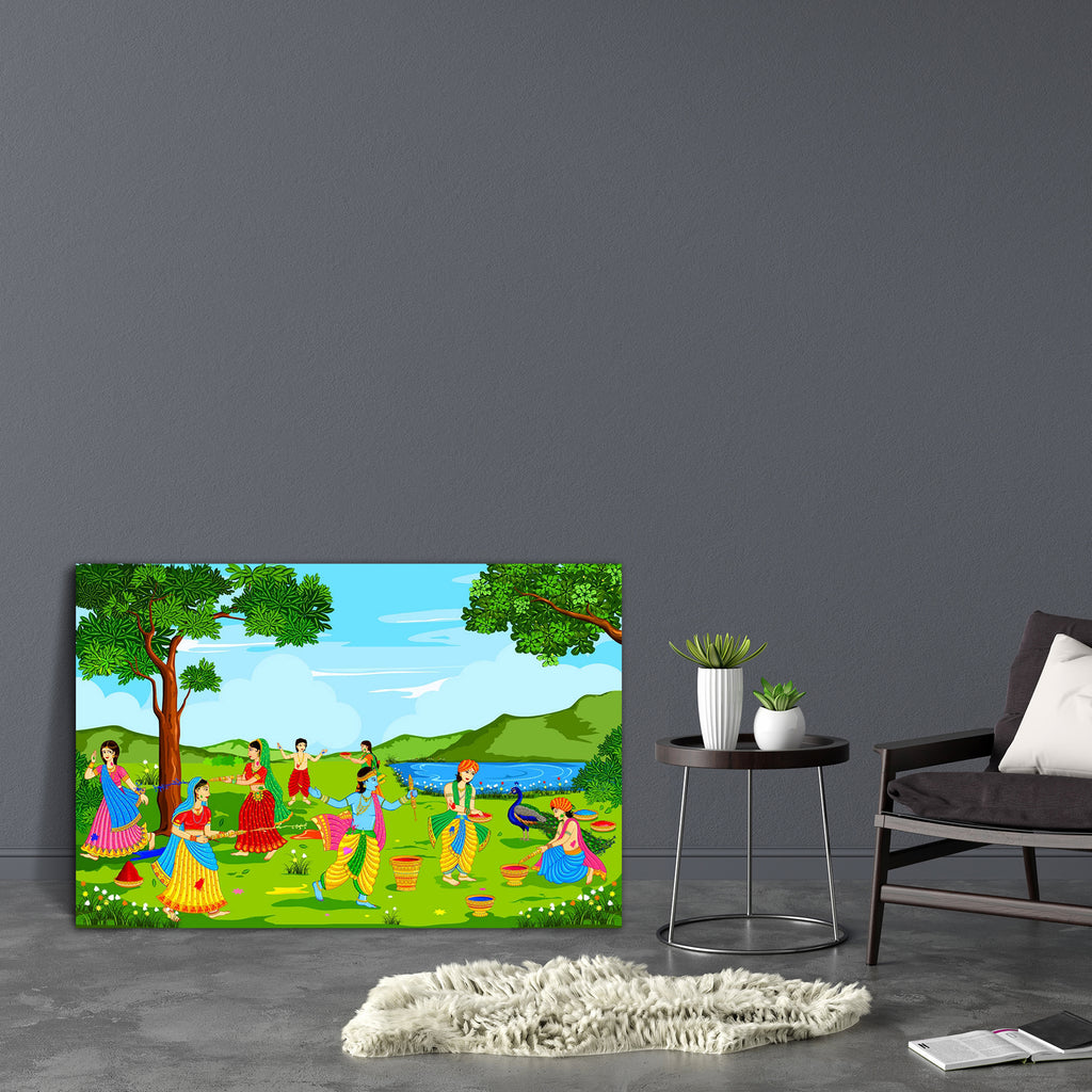 Radha Krishna Playing Holi Canvas Painting Synthetic Frame-Paintings MDF Framing-AFF_FR-IC 5004307 IC 5004307, Ancient, Asian, Culture, Entertainment, Ethnic, Festivals, Festivals and Occasions, Festive, Friends, God Krishna, Hinduism, Historical, Holidays, Illustrations, Indian, Love, Medieval, Occasions, People, Religion, Religious, Romance, Traditional, Tribal, Vintage, Watercolour, World Culture, radha, krishna, playing, holi, canvas, painting, synthetic, frame, asia, celebration, ceremony, colorful, co