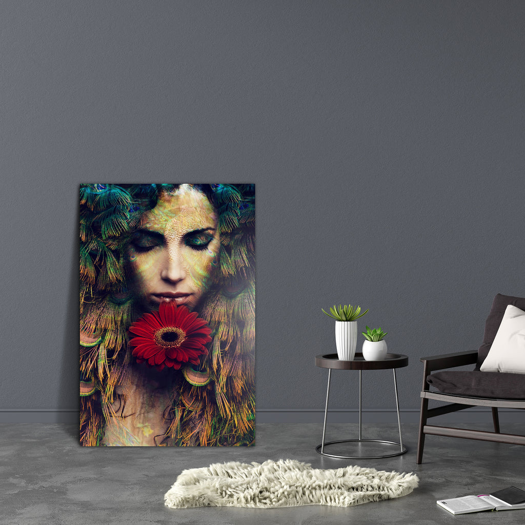 Woman Portrait With Flower Canvas Painting Synthetic Frame-Paintings MDF Framing-AFF_FR-IC 5004312 IC 5004312, Art and Paintings, Botanical, Fantasy, Floral, Flowers, Individuals, Nature, Portraits, Religion, Religious, Signs, Signs and Symbols, woman, portrait, with, flower, canvas, painting, synthetic, frame, goddess, art, mystic, mystical, mysterious, magical, artistic, beautiful, beauty, blue, color, composite, design, dream, eyes, closed, face, fairy, feathers, female, girl, gold, golden, green, hair, 