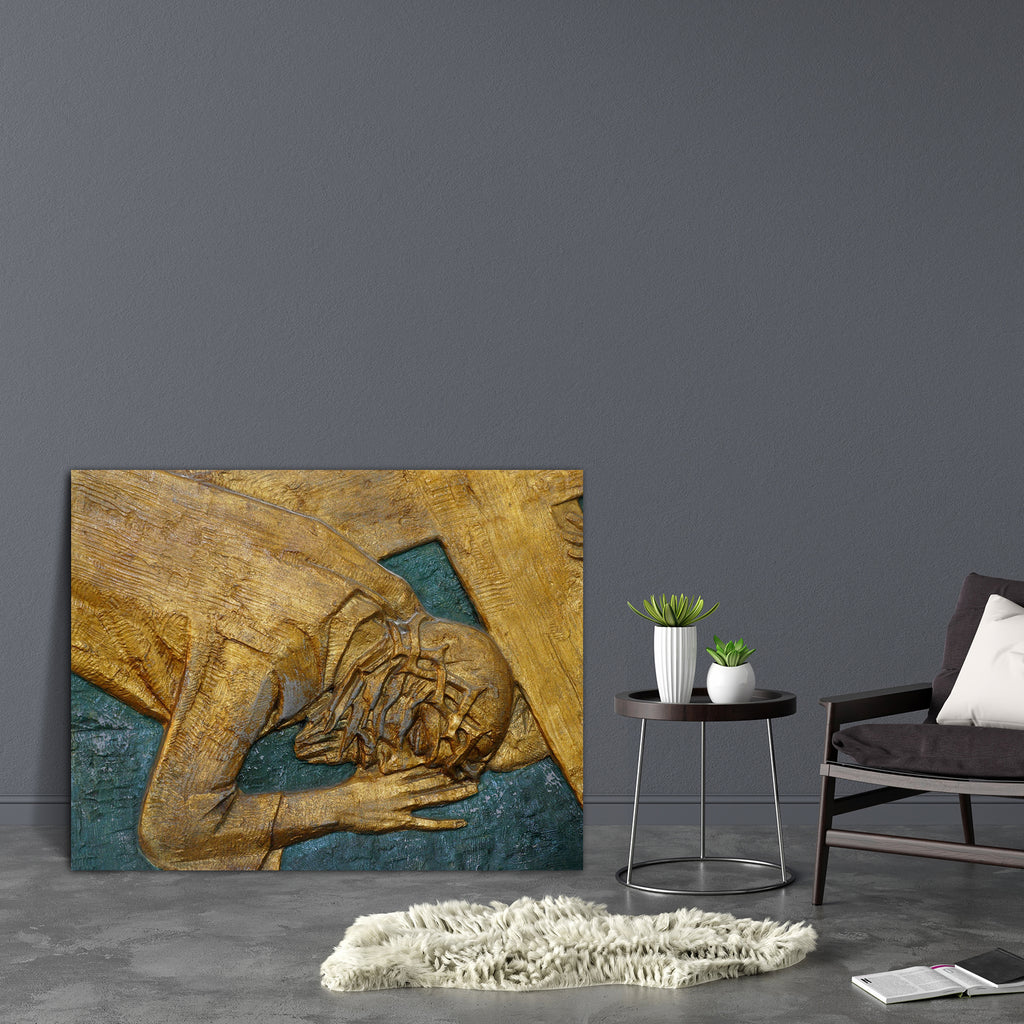 7th Station Of Cross Jesus Falls The Second Time D2 Canvas Painting Synthetic Frame - Paintings MDF Framing - ArtzFolio.com