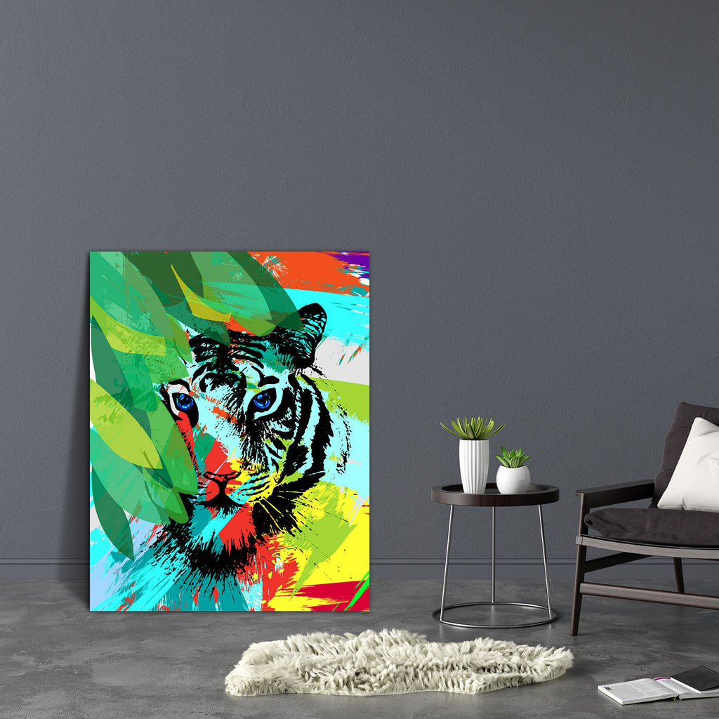 Tiger Under Leafes Canvas Painting Synthetic Frame-Paintings MDF Framing-AFF_FR-IC 5004352 IC 5004352, Abstract Expressionism, Abstracts, African, Animals, Art and Paintings, Calligraphy, Decorative, Digital, Digital Art, Geometric, Geometric Abstraction, Graphic, Hipster, Icons, Illustrations, Individuals, Modern Art, Nature, Patterns, Portraits, Scenic, Semi Abstract, Signs, Signs and Symbols, Space, Symbols, Text, Triangles, Wildlife, tiger, under, leafes, canvas, painting, synthetic, frame, abstract, af