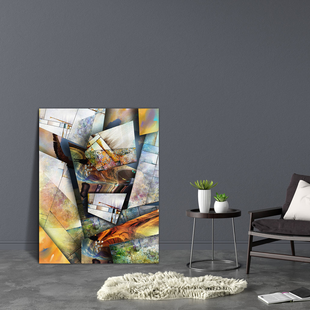 Modernist Inspired Abstract Canvas Painting Synthetic Frame-Paintings MDF Framing-AFF_FR-IC 5004393 IC 5004393, Abstract Expressionism, Abstracts, Art and Paintings, Conceptual, Decorative, Digital, Digital Art, Geometric, Geometric Abstraction, Graphic, Modern Art, Patterns, Semi Abstract, Signs, Signs and Symbols, modernist, inspired, abstract, canvas, painting, synthetic, frame, abstraction, angle, angular, art, artistic, artwork, background, colorful, contemporary, creative, depth, design, diagonal, dim