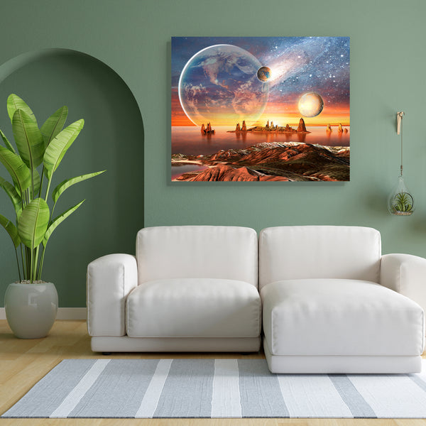 Alien Planet With Planets Canvas Painting Synthetic Frame-Paintings MDF Framing-AFF_FR-IC 5004397 IC 5004397, 3D, Art and Paintings, Astrology, Astronomy, Automobiles, Cosmology, Digital, Digital Art, Fantasy, Futurism, Graphic, Horoscope, Illustrations, Landscapes, Mountains, Nature, Scenic, Science Fiction, Signs, Signs and Symbols, Space, Stars, Sun Signs, Transportation, Travel, Vehicles, Zodiac, alien, planet, with, planets, canvas, painting, for, bedroom, living, room, engineered, wood, frame, univers