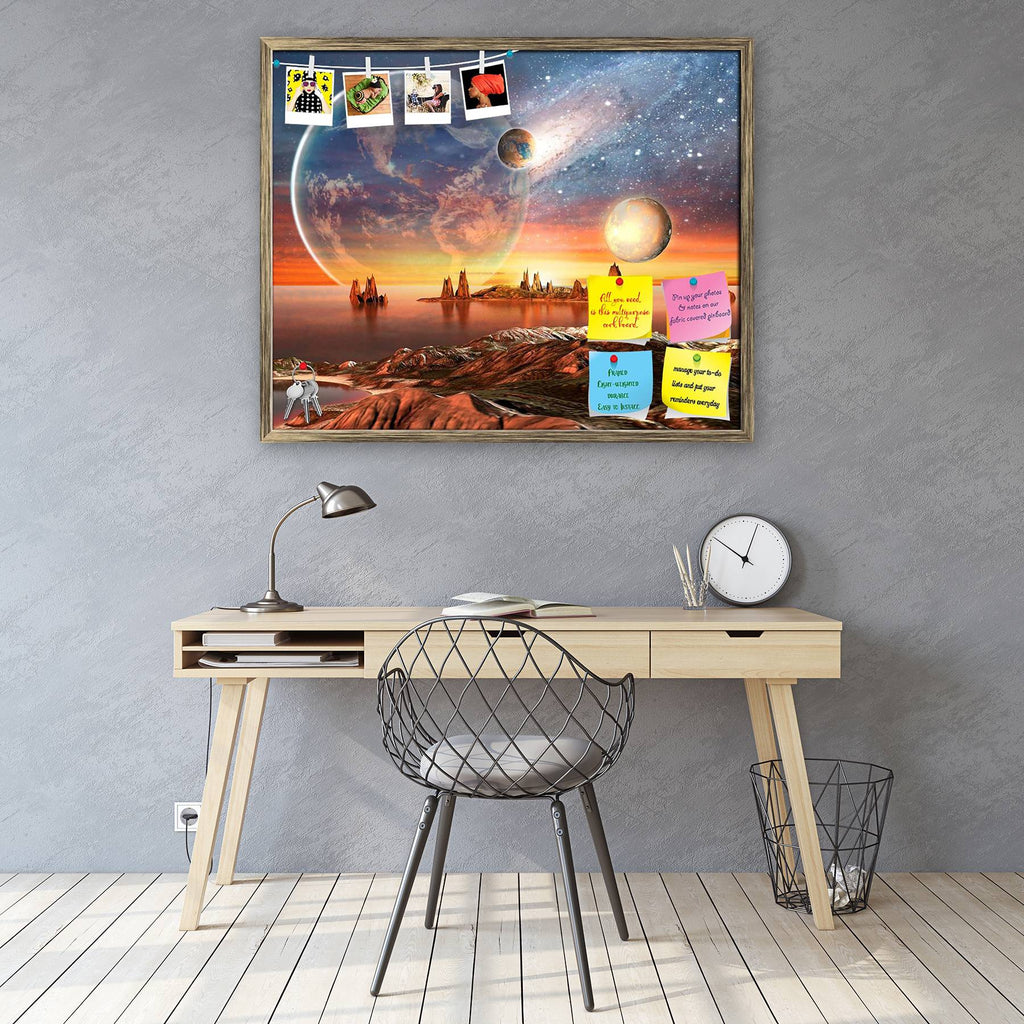 Alien Planet With Planets Bulletin Board Notice Pin Board Soft Board | Framed - Bulletin Boards Framed - ArtzFolio.com