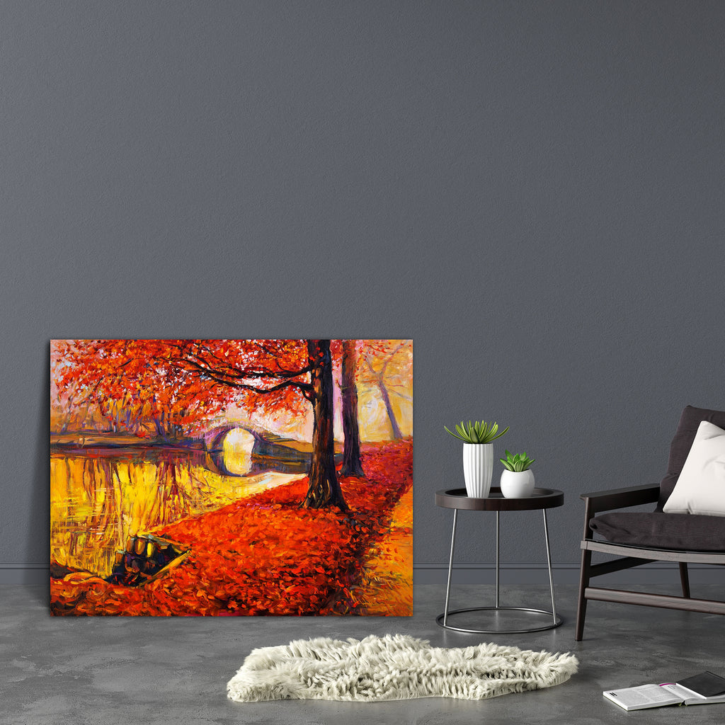 Autumn Park & Lake Canvas Painting Synthetic Frame-Paintings MDF Framing-AFF_FR-IC 5004438 IC 5004438, Abstract Expressionism, Abstracts, Art and Paintings, Countries, Drawing, Illustrations, Impressionism, Landscapes, Modern Art, Nature, Paintings, Rural, Scenic, Seasons, Semi Abstract, Signs, Signs and Symbols, Sunsets, Watercolour, Wooden, autumn, park, lake, canvas, painting, synthetic, frame, oil, abstract, acrylic, art, artist, artistic, artwork, background, beautiful, beauty, blue, brush, color, colo