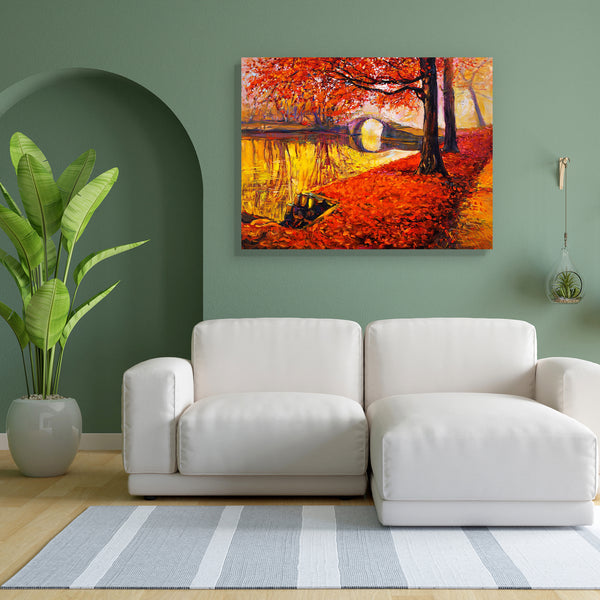 Autumn Park & Lake Canvas Painting Synthetic Frame-Paintings MDF Framing-AFF_FR-IC 5004438 IC 5004438, Abstract Expressionism, Abstracts, Art and Paintings, Countries, Drawing, Illustrations, Impressionism, Landscapes, Modern Art, Nature, Paintings, Rural, Scenic, Seasons, Semi Abstract, Signs, Signs and Symbols, Sunsets, Watercolour, Wooden, autumn, park, lake, canvas, painting, for, bedroom, living, room, engineered, wood, frame, oil, abstract, acrylic, art, artist, artistic, artwork, background, beautifu