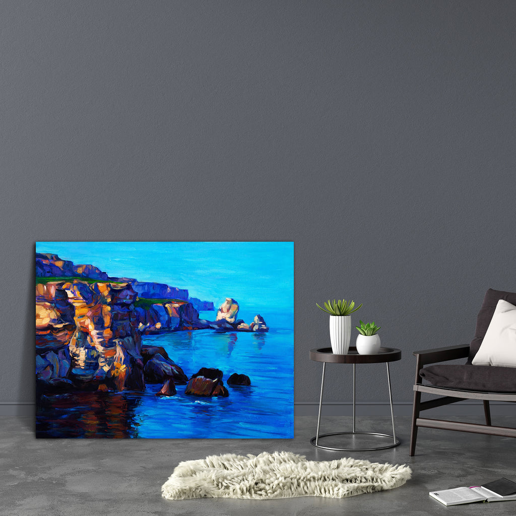 Ocean & Cliffs D2 Canvas Painting Synthetic Frame-Paintings MDF Framing-AFF_FR-IC 5004440 IC 5004440, Art and Paintings, Drawing, Illustrations, Impressionism, Landscapes, Modern Art, Nature, Paintings, Scenic, Seasons, Sunrises, Sunsets, Tropical, Watercolour, ocean, cliffs, d2, canvas, painting, synthetic, frame, oil, acrylic, art, artist, artistic, artwork, background, bay, beach, beautiful, blue, brush, calm, cliff, clouds, coast, color, colorful, cyan, golden, horizon, illustration, landscape, orange, 