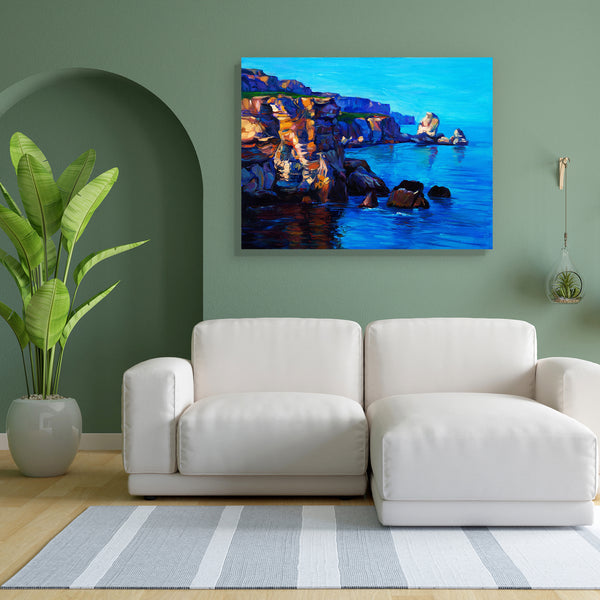 Ocean & Cliffs D2 Canvas Painting Synthetic Frame-Paintings MDF Framing-AFF_FR-IC 5004440 IC 5004440, Art and Paintings, Drawing, Illustrations, Impressionism, Landscapes, Modern Art, Nature, Paintings, Scenic, Seasons, Sunrises, Sunsets, Tropical, Watercolour, ocean, cliffs, d2, canvas, painting, for, bedroom, living, room, engineered, wood, frame, oil, acrylic, art, artist, artistic, artwork, background, bay, beach, beautiful, blue, brush, calm, cliff, clouds, coast, color, colorful, cyan, golden, horizon