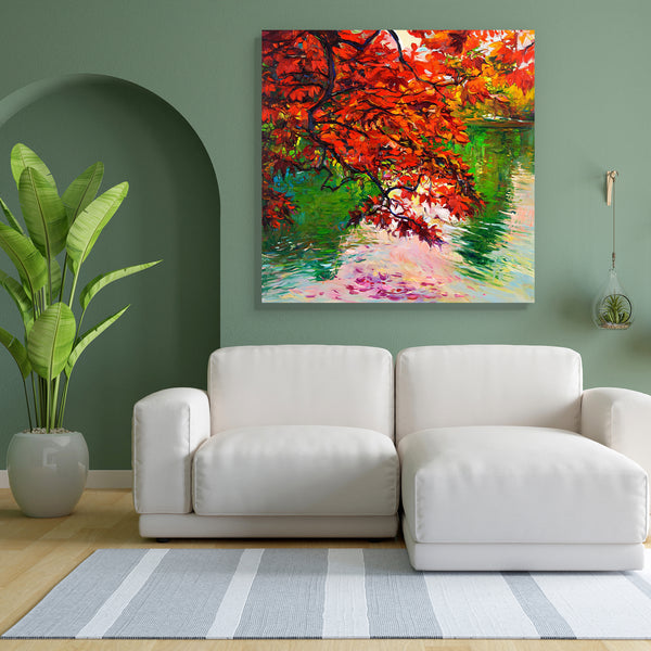 Autumn Forest & Lake Canvas Painting Synthetic Frame-Paintings MDF Framing-AFF_FR-IC 5004443 IC 5004443, Abstract Expressionism, Abstracts, Art and Paintings, Countries, Drawing, Illustrations, Impressionism, Landscapes, Modern Art, Nature, Paintings, Rural, Scenic, Seasons, Semi Abstract, Signs, Signs and Symbols, Sunsets, Watercolour, Wooden, autumn, forest, lake, canvas, painting, for, bedroom, living, room, engineered, wood, frame, abstract, acrylic, art, artist, artistic, artwork, background, beautiful