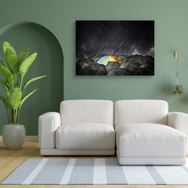 Umbrella Photo D5 Canvas Painting Synthetic Frame-Paintings MDF Framing-AFF_FR-IC 5004447 IC 5004447, Black, Black and White, Business, Conceptual, Seasons, umbrella, photo, d5, canvas, painting, for, bedroom, living, room, engineered, wood, frame, accessory, autumn, clouds, color, colorful, concept, cover, creative, creativity, crowd, dark, difference, different, freedom, idea, leader, leadership, light, mainstream, many, mass, multicolored, open, out, positive, protection, protective, rain, rainbow, safet