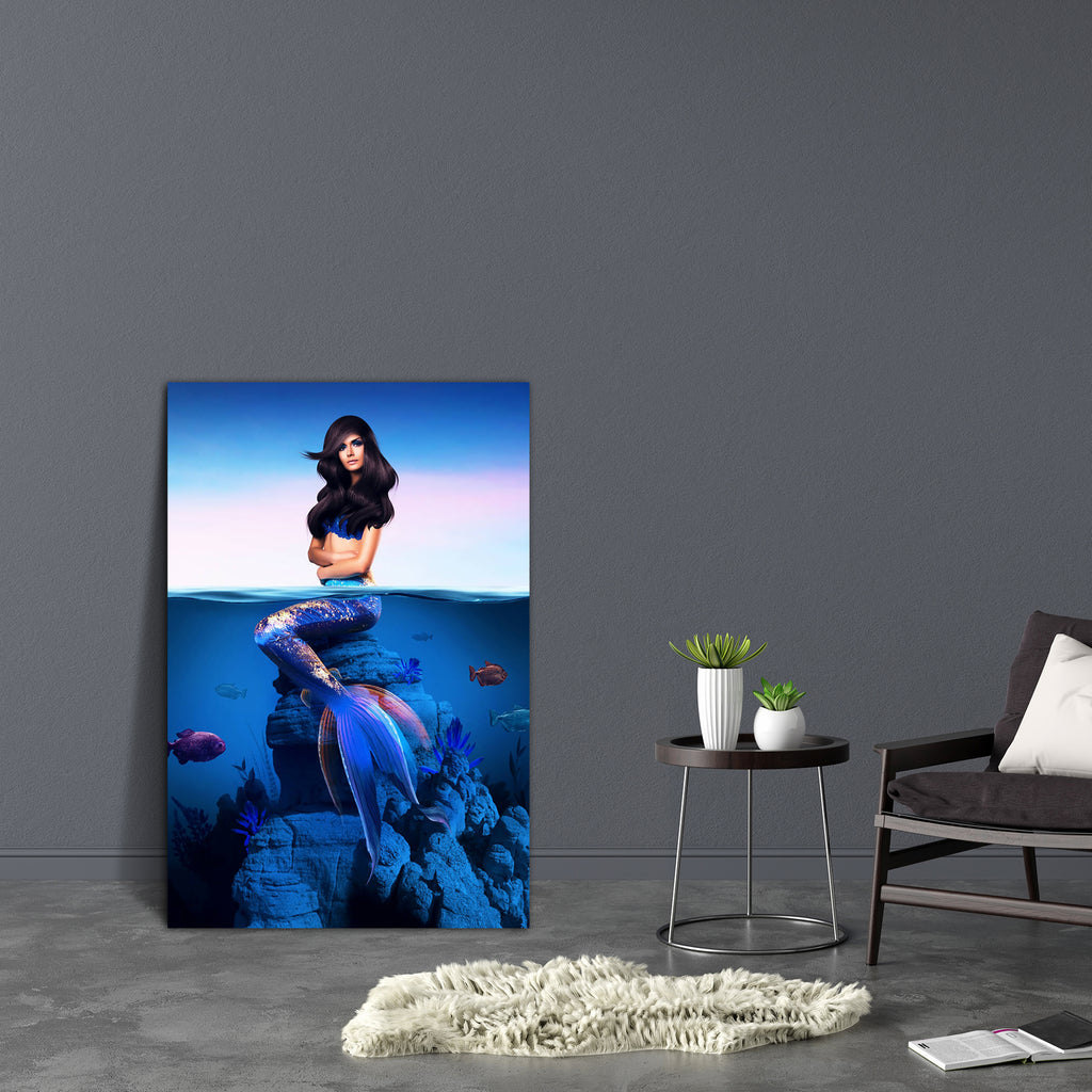Mermaid Sitting Half In Water Canvas Painting Synthetic Frame-Paintings MDF Framing-AFF_FR-IC 5004452 IC 5004452, Adult, Art and Paintings, Fantasy, Marble and Stone, Mermaid, Nature, People, Pets, Scenic, sitting, half, in, water, canvas, painting, synthetic, frame, beautiful, sea, blue, hair, long, beauty, mythology, fairy, brunette, tale, sexy, underwater, female, color, imagination, elegance, image, human, fictional, tail, character, cute, corals, dreams, slim, magic, deep, stone, wave, stage, woman, ar