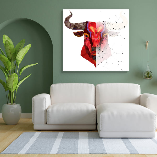 Red Bull Portrait D3 Canvas Painting Synthetic Frame-Paintings MDF Framing-AFF_FR-IC 5004461 IC 5004461, Animals, Art and Paintings, Astrology, Geometric, Geometric Abstraction, Horoscope, Icons, Illustrations, Patterns, Signs, Signs and Symbols, Sports, Sun Signs, Symbols, Wildlife, Zodiac, red, bull, portrait, d3, canvas, painting, for, bedroom, living, room, engineered, wood, frame, buffalo, bulls, animal, cow, awesome, aggression, aggressive, art, attack, club, danger, dangerous, defense, design, die, d