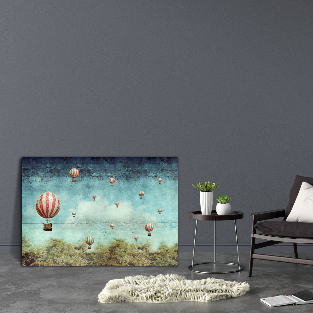 Hot Air Balloons Flying Canvas Painting Synthetic Frame-Paintings MDF Framing-AFF_FR-IC 5004463 IC 5004463, Ancient, Art and Paintings, Collages, Conceptual, Fantasy, Historical, Illustrations, Medieval, Surrealism, Vintage, hot, air, balloons, flying, canvas, painting, synthetic, frame, imagination, balloon, collage, surreal, art, artistic, cloud, colorful, composition, creation, creativity, effect, forest, free, freedom, horizontal, idea, illustration, illustrative, imagine, joy, many, object, sky, surrea