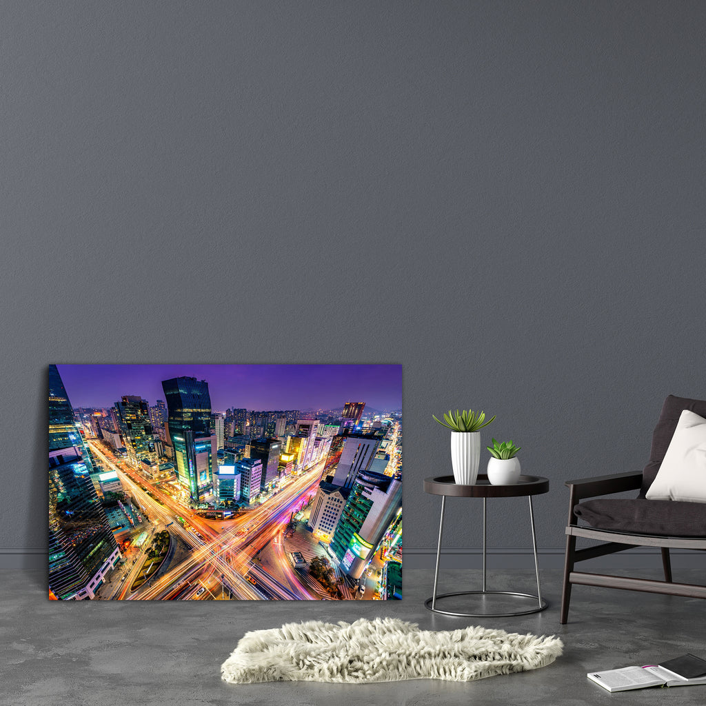 Night Traffic Zips in Seoul, South Korea Canvas Painting Synthetic Frame-Paintings MDF Framing-AFF_FR-IC 5004469 IC 5004469, Asian, Automobiles, Cities, City Views, Korean, Modern Art, Skylines, Transportation, Travel, Vehicles, night, traffic, zips, in, seoul, south, korea, canvas, painting, synthetic, frame, cityscape, intersection, crossroads, aerial, view, asia, blurred, motion, city, lights, contemporary, megacity, metropolis, metropolitan, modern, blur, life, skyline, skyscraper, tail, light, wide, an
