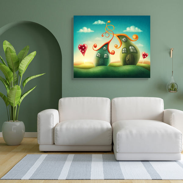 Fantasy Houses D2 Canvas Painting Synthetic Frame-Paintings MDF Framing-AFF_FR-IC 5004472 IC 5004472, Art and Paintings, Botanical, Fantasy, Floral, Flowers, Hearts, Illustrations, Landscapes, Love, Nature, Romance, Scenic, Signs and Symbols, Symbols, Wooden, houses, d2, canvas, painting, for, bedroom, living, room, engineered, wood, frame, building, castle, childhood, countryside, daisy, dream, fairy, fairytale, fun, heart, horizontal, house, illustration, imagination, imagine, kingdom, landscape, magic, m
