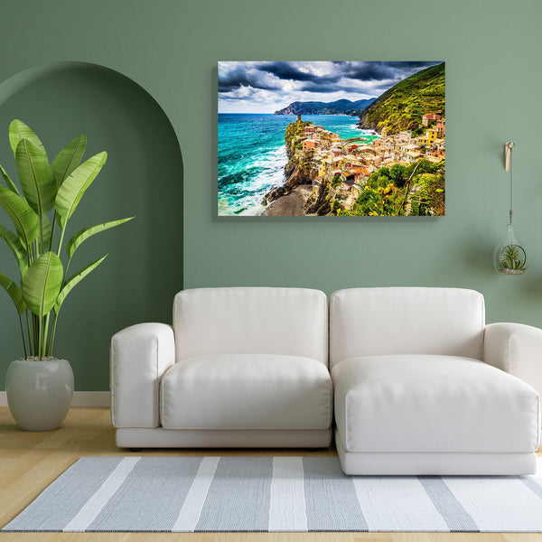 Fisherman Village Of Cinque Terre, Italy Canvas Painting Synthetic Frame-Paintings MDF Framing-AFF_FR-IC 5004475 IC 5004475, Automobiles, Boats, God Ram, Hinduism, Holidays, Italian, Landmarks, Landscapes, Mountains, Nature, Nautical, Panorama, Places, Scenic, Sunsets, Transportation, Travel, Vehicles, fisherman, village, of, cinque, terre, italy, canvas, painting, for, bedroom, living, room, engineered, wood, frame, beach, beautiful, blue, cliffs, clouds, cloudscape, coast, coastal, coastline, colorful, co