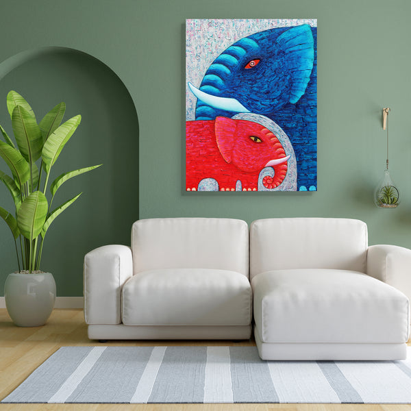 Red & Blue Elephant D1 Canvas Painting Synthetic Frame-Paintings MDF Framing-AFF_FR-IC 5004483 IC 5004483, Animals, Art and Paintings, Asian, Nature, Paintings, Scenic, Wildlife, red, blue, elephant, d1, canvas, painting, for, bedroom, living, room, engineered, wood, frame, art, acrylic, animal, asia, beautyful, big, eye, body, colourful, original, power, strong, texture, artzfolio, wall decor for living room, wall frames for living room, frames for living room, wall art, canvas painting, wall frame, scener