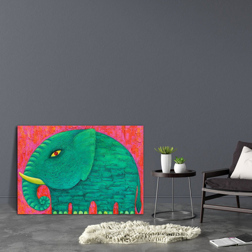 Green Elephant Canvas Painting Synthetic Frame-Paintings MDF Framing-AFF_FR-IC 5004486 IC 5004486, Animals, Art and Paintings, Asian, Nature, Paintings, Scenic, Wildlife, green, elephant, canvas, painting, synthetic, frame, acrylic, animal, art, asia, beautyful, big, blue, eye, body, colourful, original, power, red, strong, texture, artzfolio, wall decor for living room, wall frames for living room, frames for living room, wall art, canvas painting, wall frame, scenery, panting, paintings for living room, f