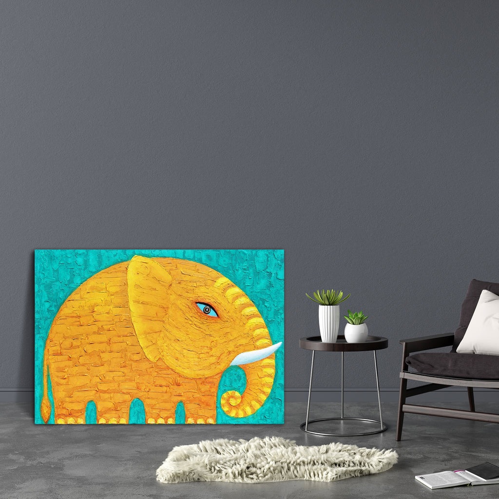 Yellow Elephant Canvas Painting Synthetic Frame-Paintings MDF Framing-AFF_FR-IC 5004488 IC 5004488, Animals, Art and Paintings, Asian, Nature, Paintings, Scenic, Wildlife, yellow, elephant, canvas, painting, synthetic, frame, acrylic, animal, art, asia, beautyful, big, blue, eye, body, colourful, original, power, strong, texture, artzfolio, wall decor for living room, wall frames for living room, frames for living room, wall art, canvas painting, wall frame, scenery, panting, paintings for living room, fram