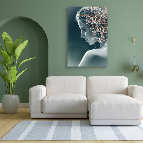 Woman With Blossom Tree Canvas Painting Synthetic Frame-Paintings MDF Framing-AFF_FR-IC 5004522 IC 5004522, Abstract Expressionism, Abstracts, Art and Paintings, Black and White, Conceptual, Fashion, Individuals, Nature, Portraits, Scenic, Semi Abstract, White, woman, with, blossom, tree, canvas, painting, for, bedroom, living, room, engineered, wood, frame, abstract, art, artistic, attractive, beautiful, beauty, blowing, color, creative, double, effect, environment, exposure, eyes, face, female, girl, head