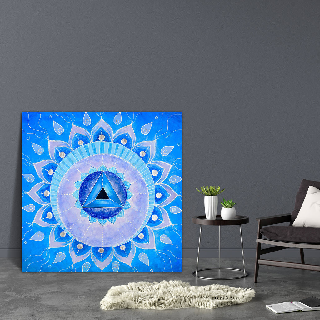Mandala Of Vishuddha Chakra Canvas Painting Synthetic Frame-Paintings MDF Framing-AFF_FR-IC 5004532 IC 5004532, Abstract Expressionism, Abstracts, Art and Paintings, Asian, Botanical, Buddhism, Circle, Decorative, Floral, Flowers, Geometric, Geometric Abstraction, Illustrations, Mandala, Nature, Paintings, Patterns, Semi Abstract, Signs, Signs and Symbols, Spiritual, Symbols, Triangles, of, vishuddha, chakra, canvas, painting, synthetic, frame, throat, abstract, acrylic, art, asia, aura, awareness, backgrou