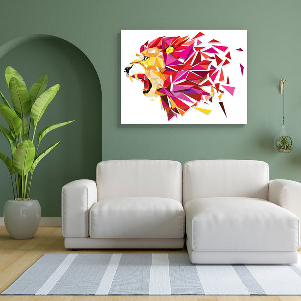 Lion Portrait D3 Canvas Painting Synthetic Frame-Paintings MDF Framing-AFF_FR-IC 5004549 IC 5004549, Abstract Expressionism, Abstracts, African, Animals, Digital, Digital Art, Education, Geometric, Geometric Abstraction, Graphic, Icons, Illustrations, Nature, Patterns, Scenic, Schools, Semi Abstract, Signs, Signs and Symbols, Sports, Symbols, Universities, lion, portrait, d3, canvas, painting, for, bedroom, living, room, engineered, wood, frame, colorful, animal, head, africa, abstract, lions, strength, kin