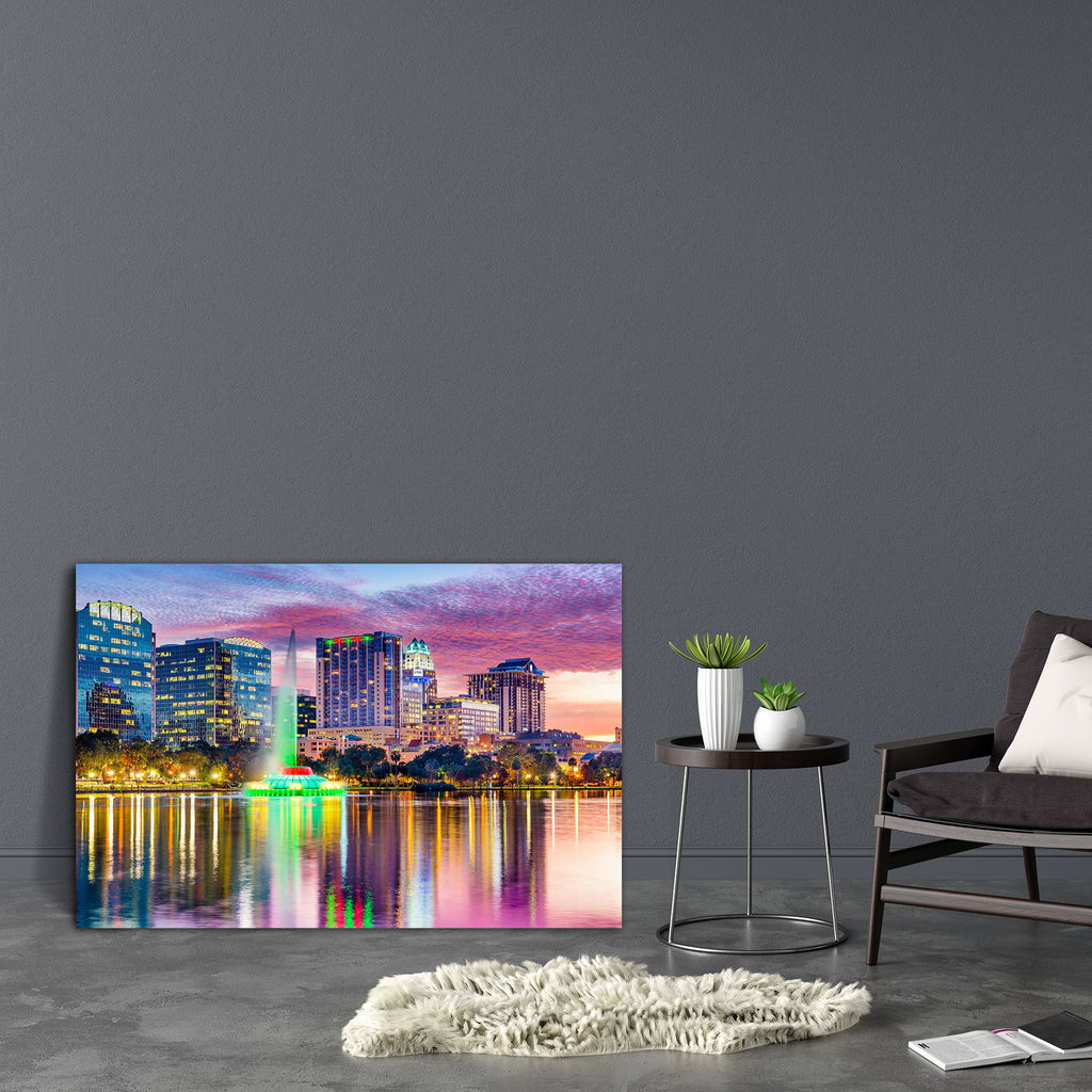 Orlando, Florida, USA Skyline At Dusk On Eola Lake Canvas Painting Synthetic Frame-Paintings MDF Framing-AFF_FR-IC 5004562 IC 5004562, American, Architecture, Cities, City Views, Landmarks, Landscapes, Places, Scenic, Skylines, Sunsets, orlando, florida, usa, skyline, at, dusk, on, eola, lake, canvas, painting, synthetic, frame, america, buildings, business, district, cbd, city, cityscape, downtown, famous, financial, fl, hotels, landmark, night, office, park, place, reflection, scene, scenery, sky, states,