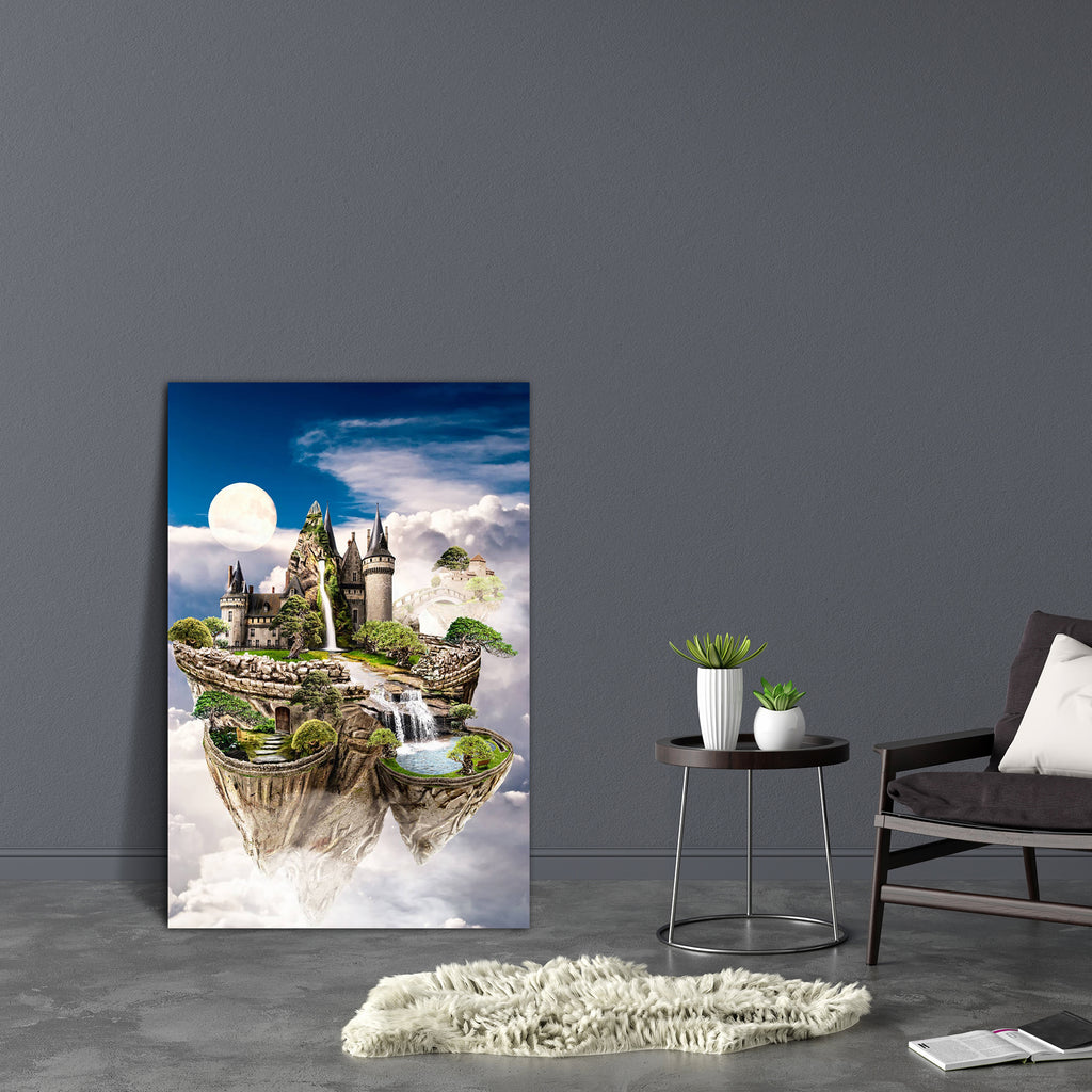 Island Floating In The Clouds Canvas Painting Synthetic Frame-Paintings MDF Framing-AFF_FR-IC 5004569 IC 5004569, Collages, Fantasy, Futurism, Illustrations, Marble and Stone, Science Fiction, Space, island, floating, in, the, clouds, canvas, painting, synthetic, frame, adoption, bridge, castle, collage, contemplation, crazy, cycle, dream, experience, feelings, fence, fiction, flying, future, ghost, grass, illusion, illustration, inside, knowledge, lake, lawn, manipulation, moon, mystery, mystical, past, pe