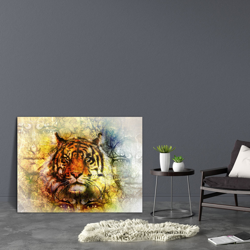 Tiger Portrait D4 Canvas Painting Synthetic Frame-Paintings MDF Framing-AFF_FR-IC 5004577 IC 5004577, Abstract Expressionism, Abstracts, African, Animals, Art and Paintings, Collages, Illustrations, Individuals, Paintings, Portraits, Semi Abstract, Signs, Signs and Symbols, Wildlife, tiger, portrait, d4, canvas, painting, synthetic, frame, abstract, africa, agressive, animal, art, artist, artwork, background, beast, beautiful, big, bright, carnivorous, color, colorful, design, detailed, expression, fierce, 