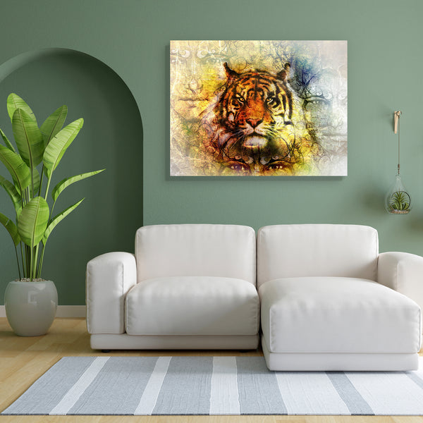 Tiger Portrait D4 Canvas Painting Synthetic Frame-Paintings MDF Framing-AFF_FR-IC 5004577 IC 5004577, Abstract Expressionism, Abstracts, African, Animals, Art and Paintings, Collages, Illustrations, Individuals, Paintings, Portraits, Semi Abstract, Signs, Signs and Symbols, Wildlife, tiger, portrait, d4, canvas, painting, for, bedroom, living, room, engineered, wood, frame, abstract, africa, agressive, animal, art, artist, artwork, background, beast, beautiful, big, bright, carnivorous, color, colorful, des