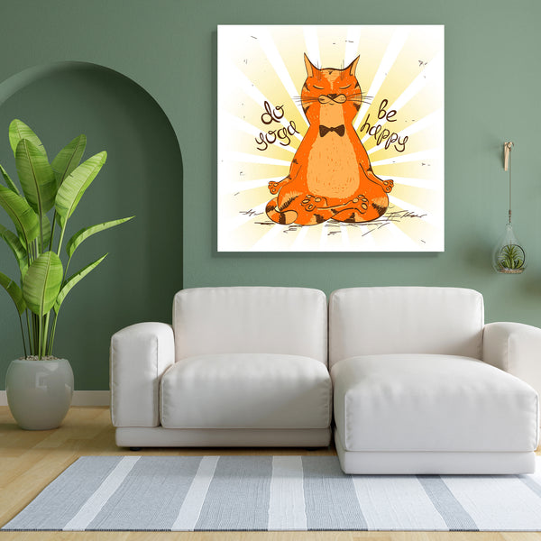 Cat in Yoga Position Canvas Painting Synthetic Frame-Paintings MDF Framing-AFF_FR-IC 5004584 IC 5004584, Animals, Animated Cartoons, Caricature, Cartoons, Comedy, Hand Drawn, Health, Humor, Humour, Illustrations, Pets, Signs and Symbols, Sketches, Sports, Symbols, cat, in, yoga, position, canvas, painting, for, bedroom, living, room, engineered, wood, frame, cartoon, cats, relaxation, postures, animal, asana, background, bending, body, care, color, concept, contour, exercise, fit, fitness, flexibility, fun,